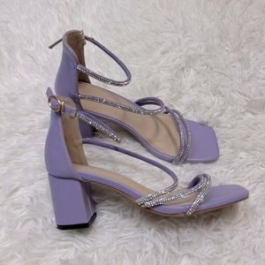 Elegant Lavender Heeled Sandals Sparkly Heels Purple Heels